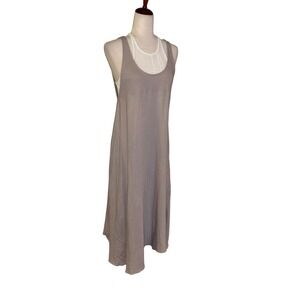 Free People‎ Beach Beige Brown Boho Midi Maxi Dress Built In Tank Women's Small